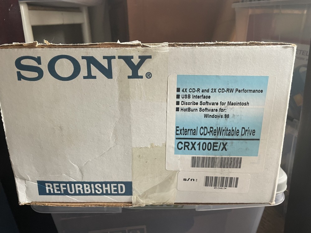 Sony Spressa CRX100E/X2 External USB CD-RW Drive -Mac & PC- 2MB Buffer -MO8