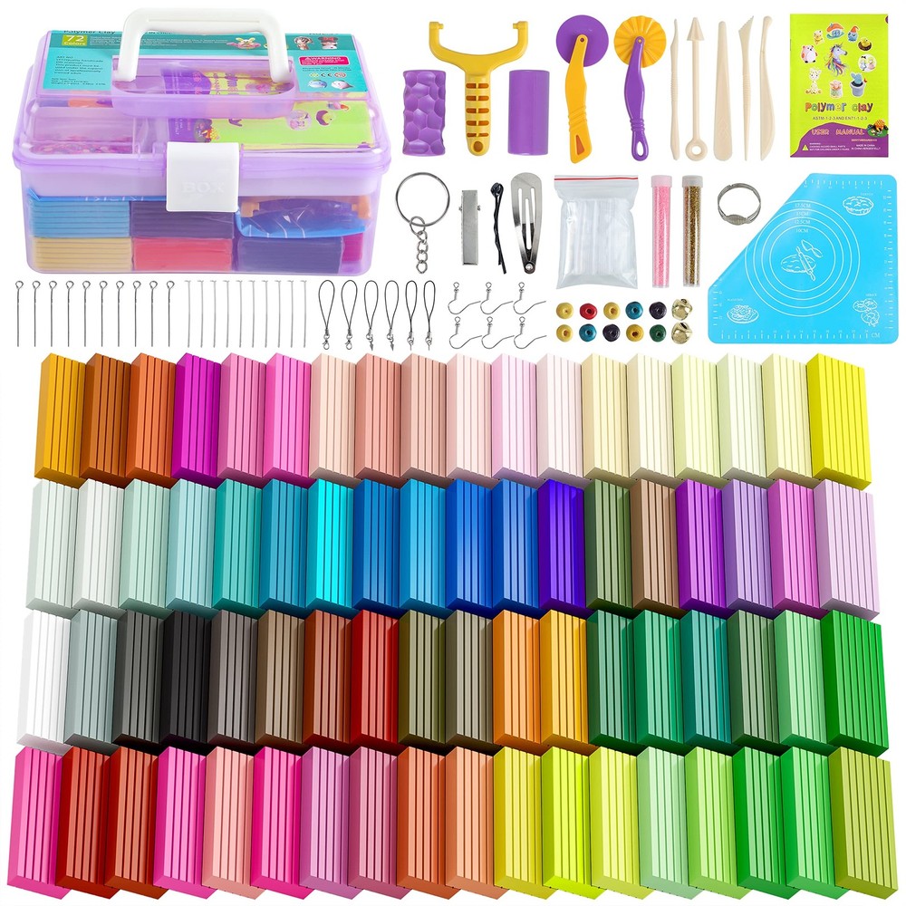 Polymer Clay 72 Colors, Modeling Clay for Kid Sets - Includes Sculpting Tools...