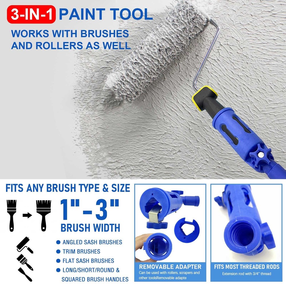 Multi-Angle Paint Brush Extender for High Ceiling, 1 PCS Blue Extension Pole ...