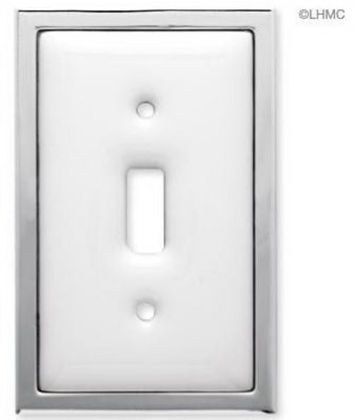 Single Switch Wall Plate - White Ceramic W/ Chrome LQ-68976