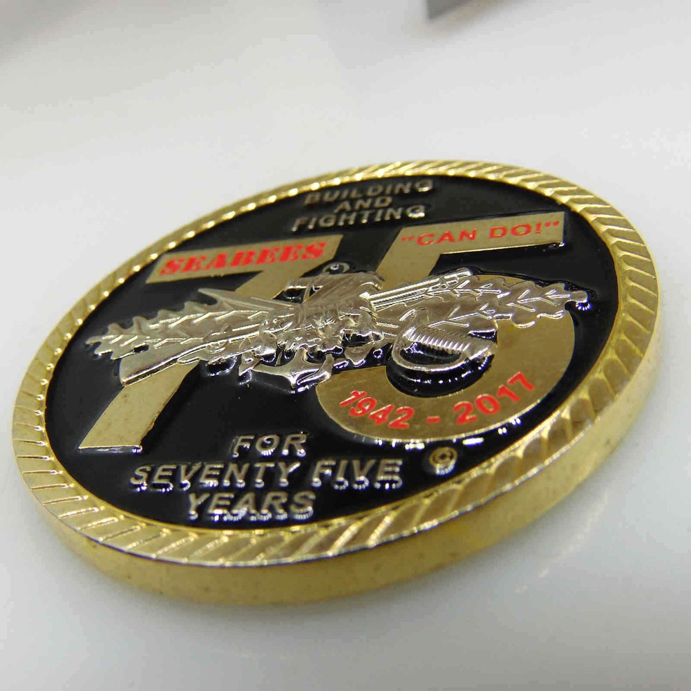 SEABEES BUILDING AND FIGHTING FOR SEVENTY FIVE YEARS CHALLENGE COIN