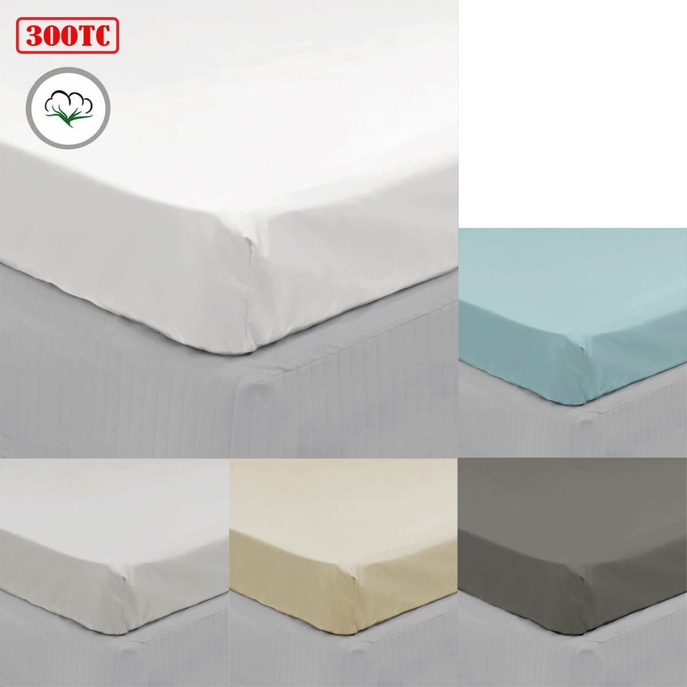 300TC Cotton Fitted Sheet Long Single Size 91 x 203 + 50 cm by Algodon