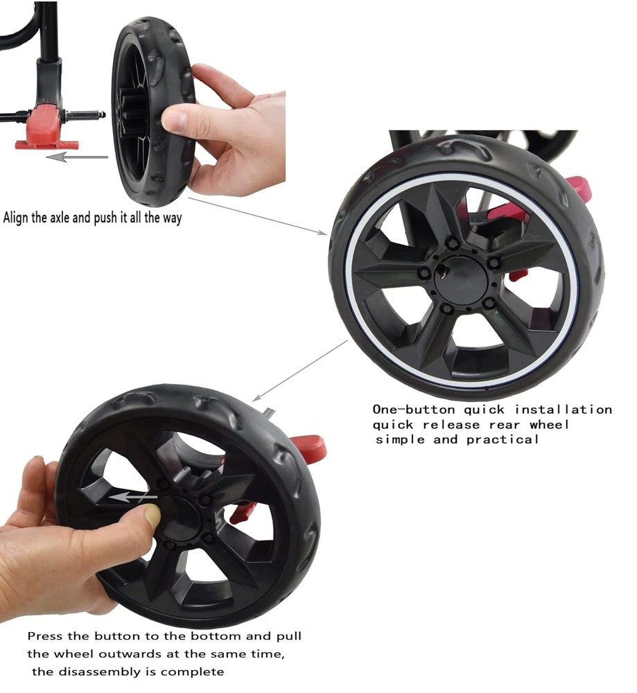 Replacement Wheel Set for 3 Wheel Pet Strollers - Easy Instal Without Tools