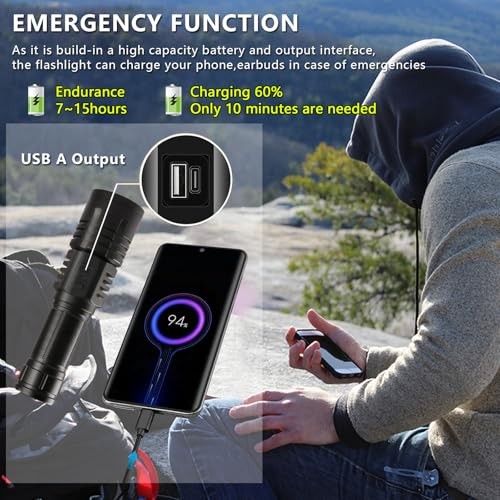 Rechargeable LED Flashlights Rechargeable Flashlight 5000mAh+UV Purple Light