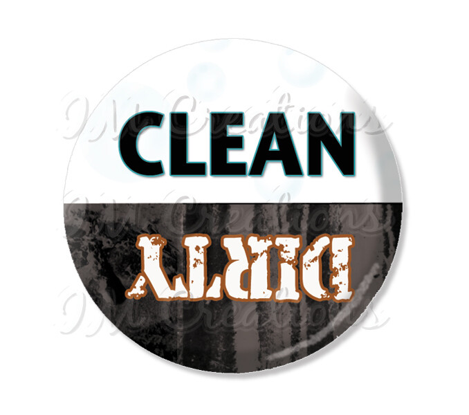 Clean Dirty Dishwasher Reminder Words Hand Pressed Magnet 2.25"