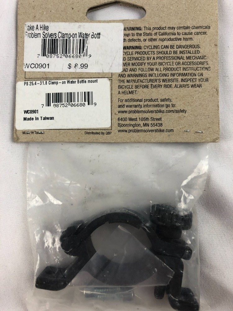 Problem Solvers 25.4-31.8 Clamp On Water Bottle Mount Black