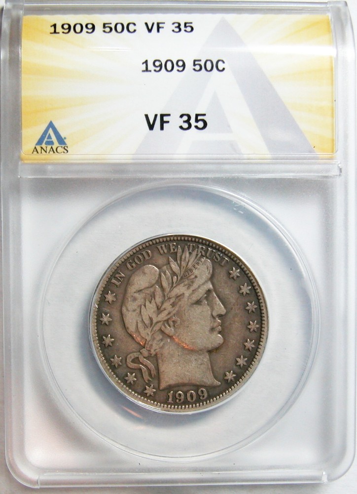1909 Barber Half Dollar ANACS VF-35