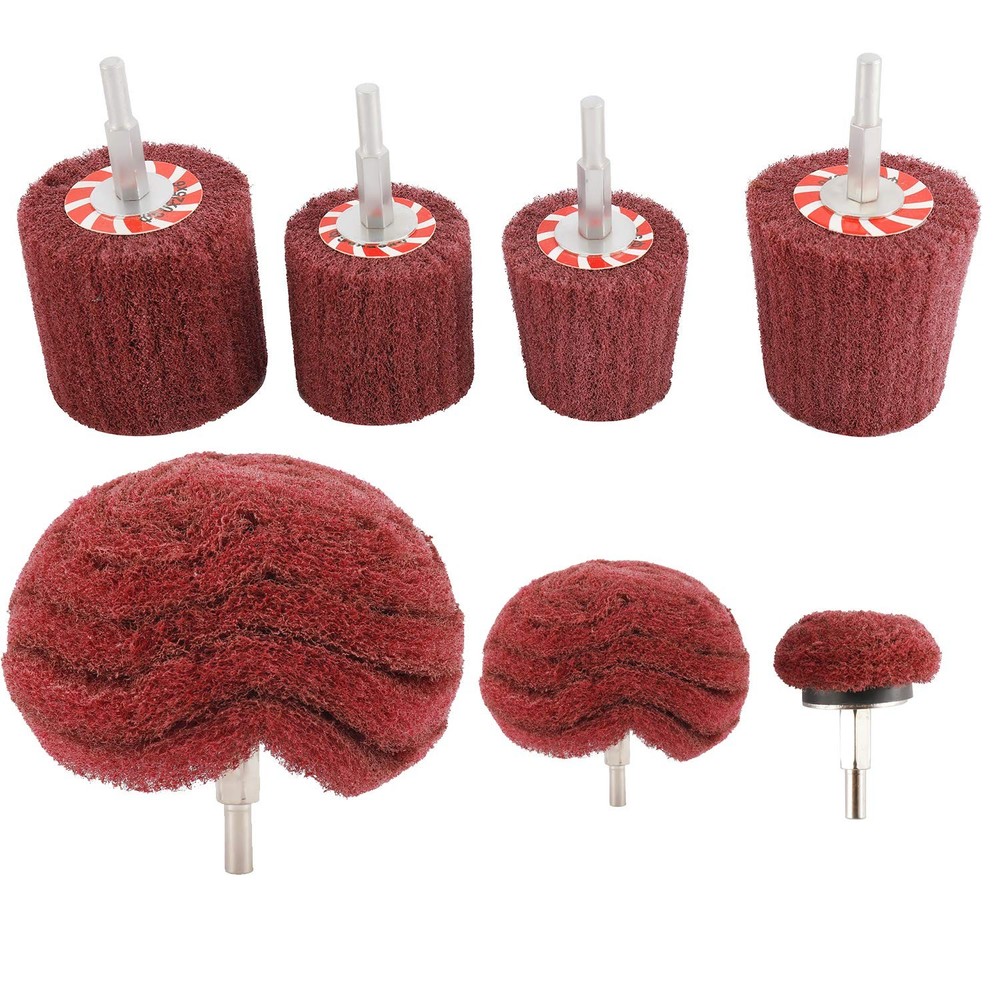 7 PCS Non Woven Abrasive Buffing Wheels Drill Attachment Set, Scouring