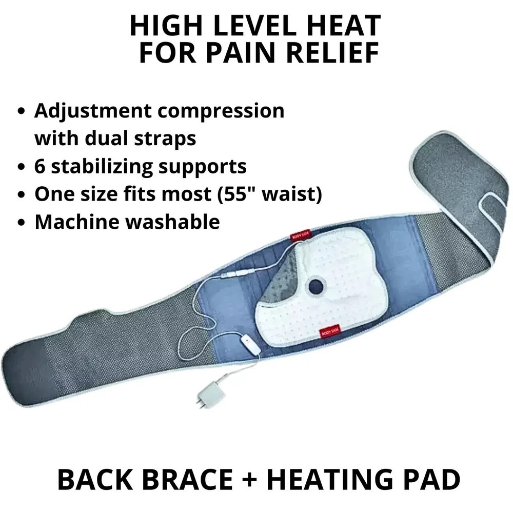 Sunbeam Back Brace + Heating Pad Select Relief System Back Therapy Bundle NW
