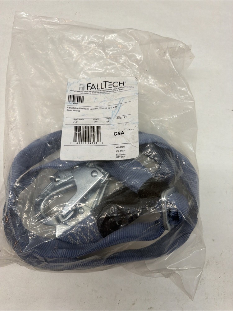 Falltech Blue Personal Fall Arrest or Fall Restraint Lanyard 8209 6ft