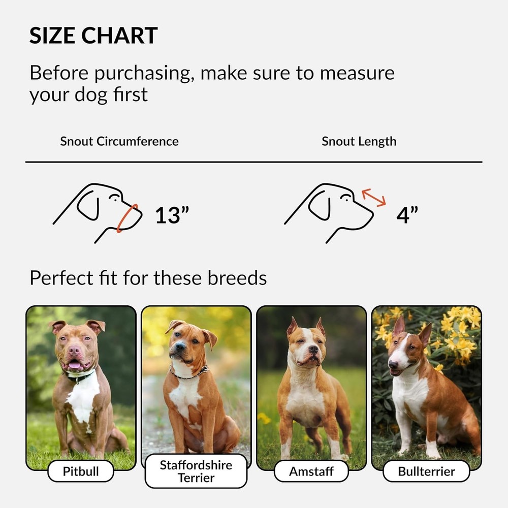 Pitbull Am Staff Basket Muzzle - Genuine Leather-