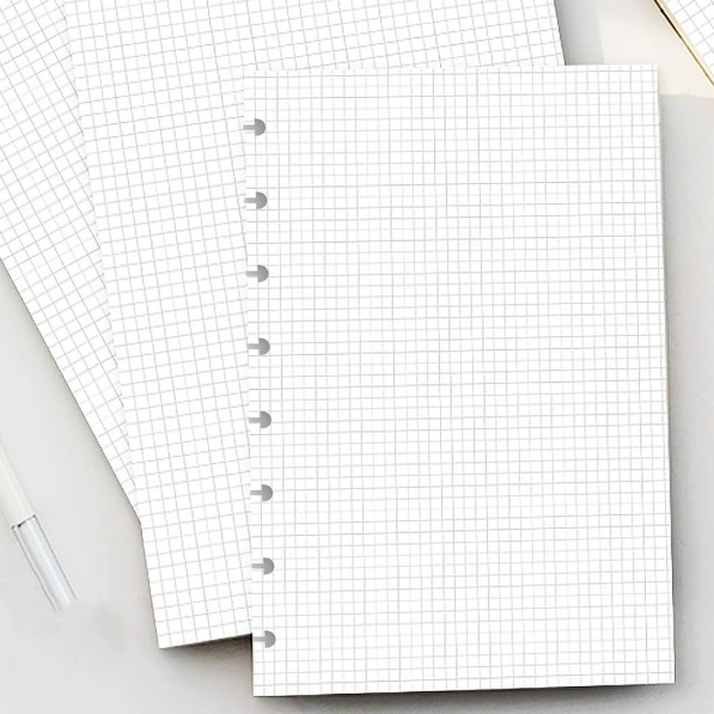 A5 TUL Discbound Grid Refill Paper, 8-Disc Graph Blue,Clear,White