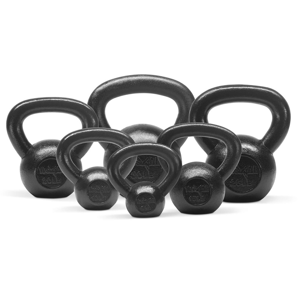 Kettlebell 20 LB Cast Iron Wide Handle Flat Bottom Strength Training Yes4All
