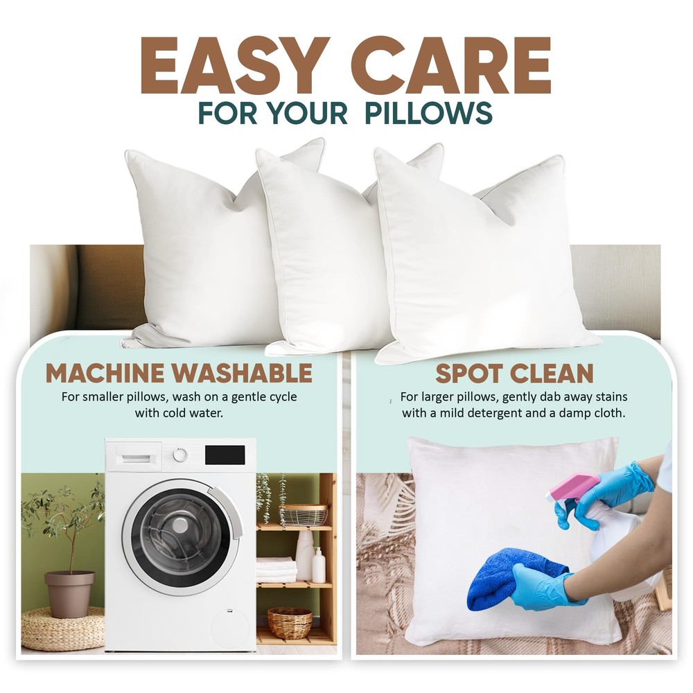 Synthetic Down Pillow Insert - 18x18 Down Alternative, Ultra Soft Throw Pillo...