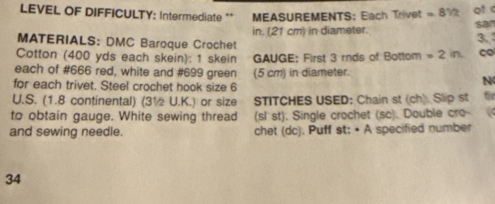 ~Crochet-Trivet Treasures Doilies-Pattern Only~