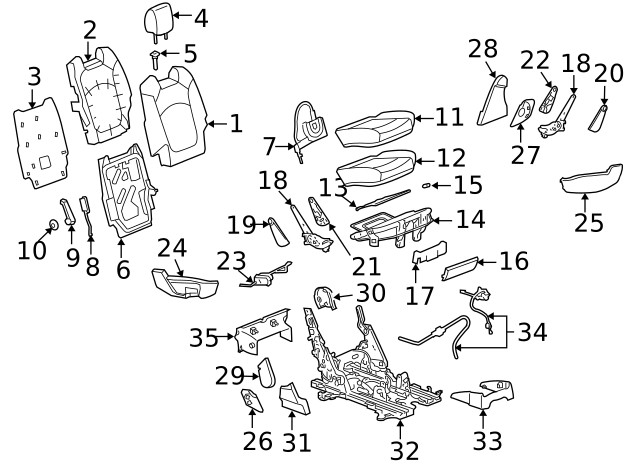 Genuine GM Seat Back Frame 15899396