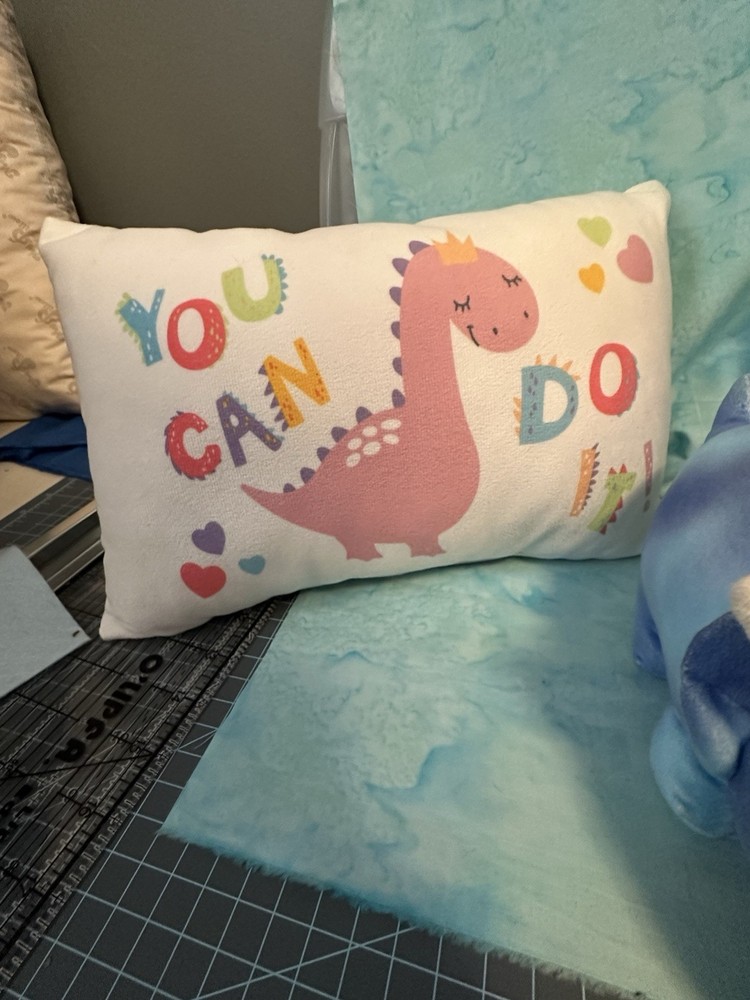 3 Crib Pillows And Dino stuffed toy