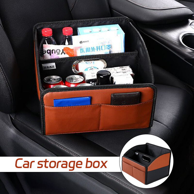 Co Driver Storage Box Car Front PU Leather Storage Box High-Capacity