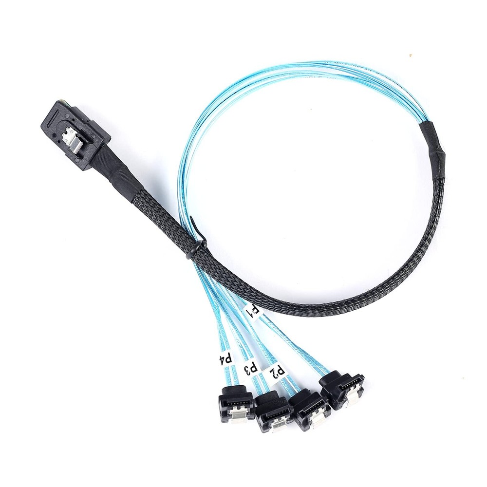 0.5M SFF-8087 to 90 Degree SATA Forward Breakout Cable Mini SAS Controller