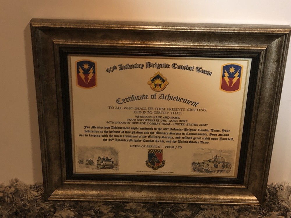 40TH INFANTRY BRIGADE COMBAT TEAM - COA / (COMMEMORATIVE CERTIFICATE)