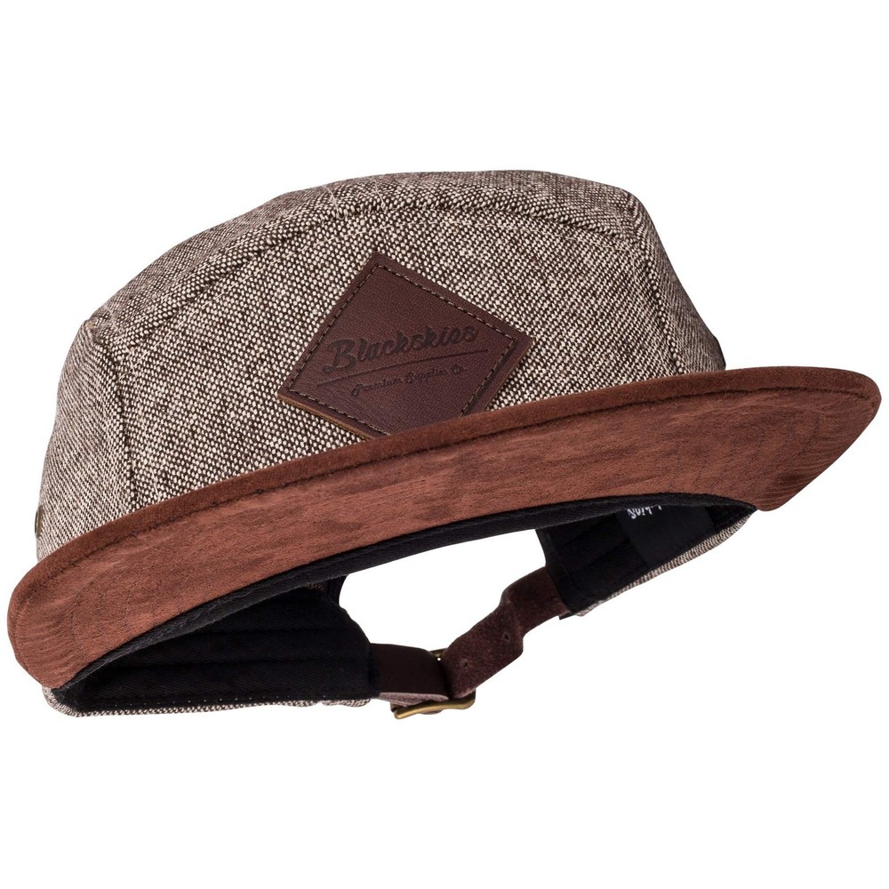 Blackskies Obsidian 5-Panel Cap | Black Wine Red Wool Visor Unisex Premium Ba...