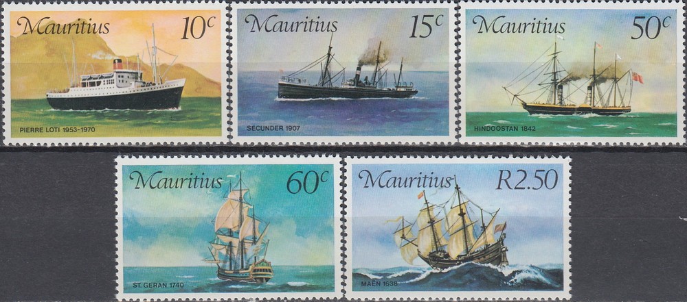 Mauritius Mail Ships 1976 MNH-15 Euro