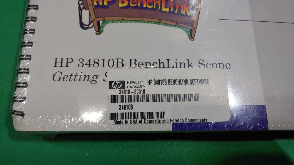 HP 34810B BenchLink Software, With Scope Getting Started Guide Never Opend.