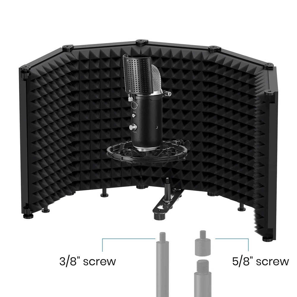 Microphone Isolation Shield, Foldable Mic Shield with Triple Sound Insulation...