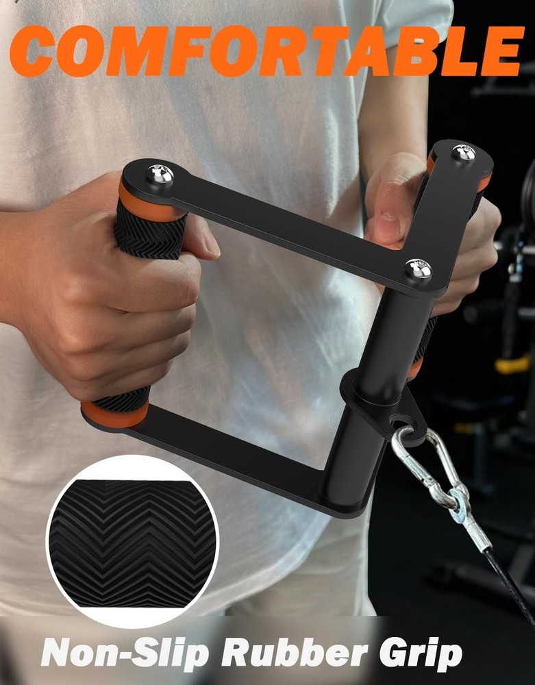 Double D Row Handle Cable Attachment for Gym & Home Workouts, V Bar Cable Att...