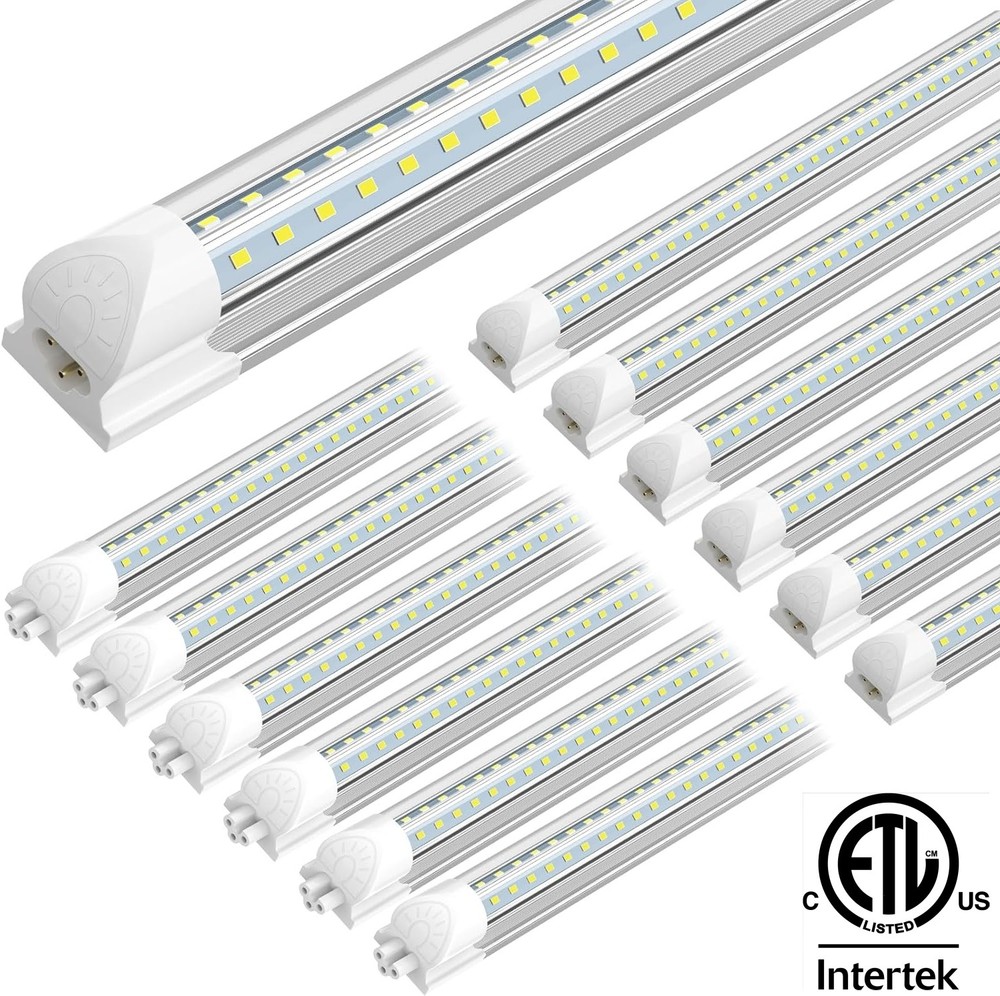 ETL 8FT LED Shop Lights 4-25Pack 100W 15000LM 6500K Cool White T8 Led Bulbs GE