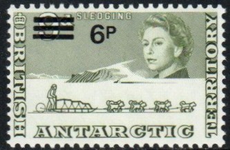 British Antarctic Territory Stamp 33  - Sledging surcharged