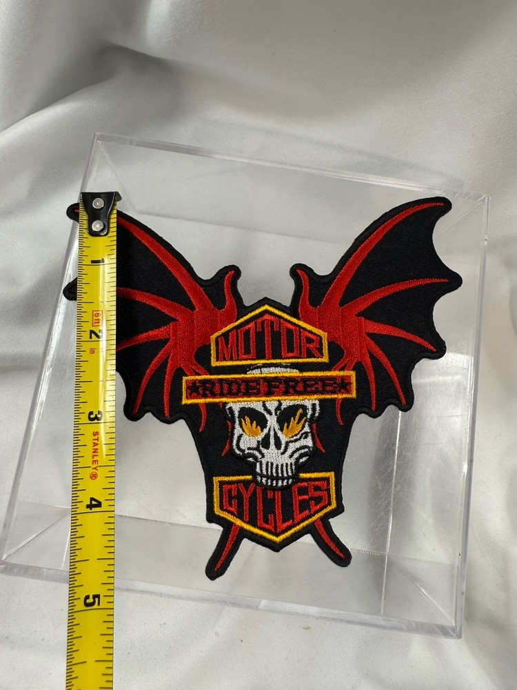 Motorcycle Winged Skull Embroidered Patch