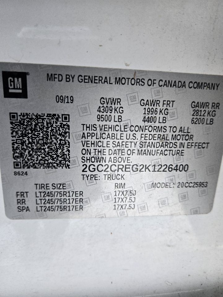 2018-2019 Chevy Silverado Dash Mounted 7" Display Screen Opt IOB