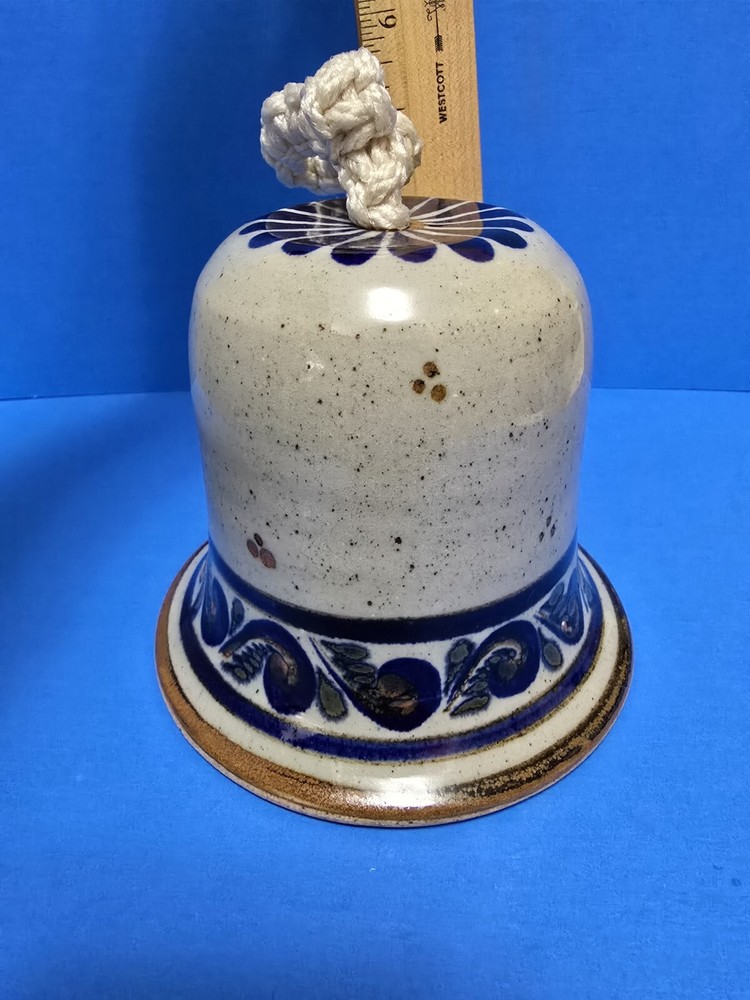 Stoneware Pottery Handcrafted Bell 5" Signed