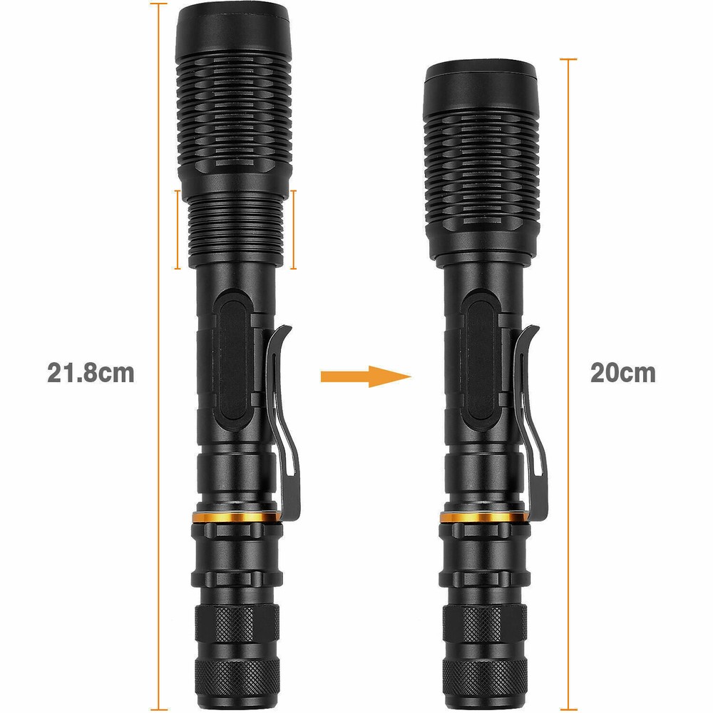 2Pack LED Flashlight For Tactical Police LED Bright 5 Mode Zoomable Torch