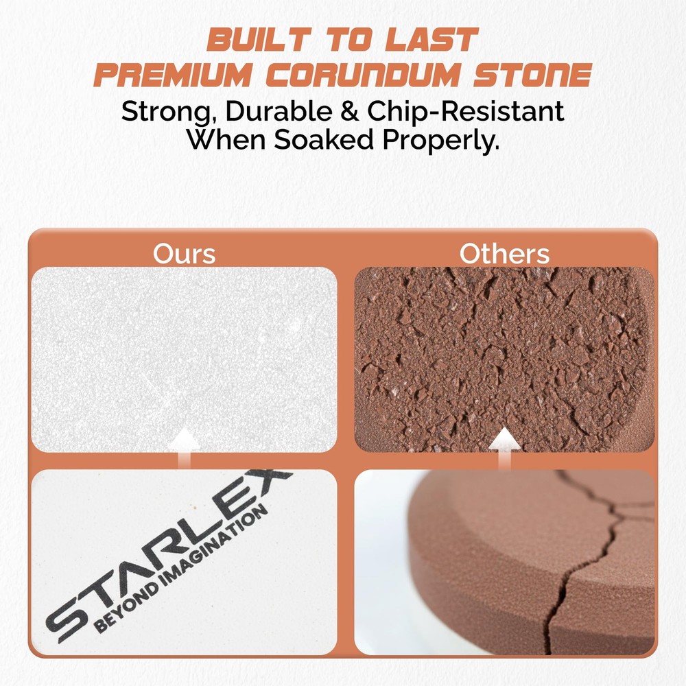 Axe Sharpener | Multipurpose Whetstone 3 Piece Kit Orange/White, Orange/White