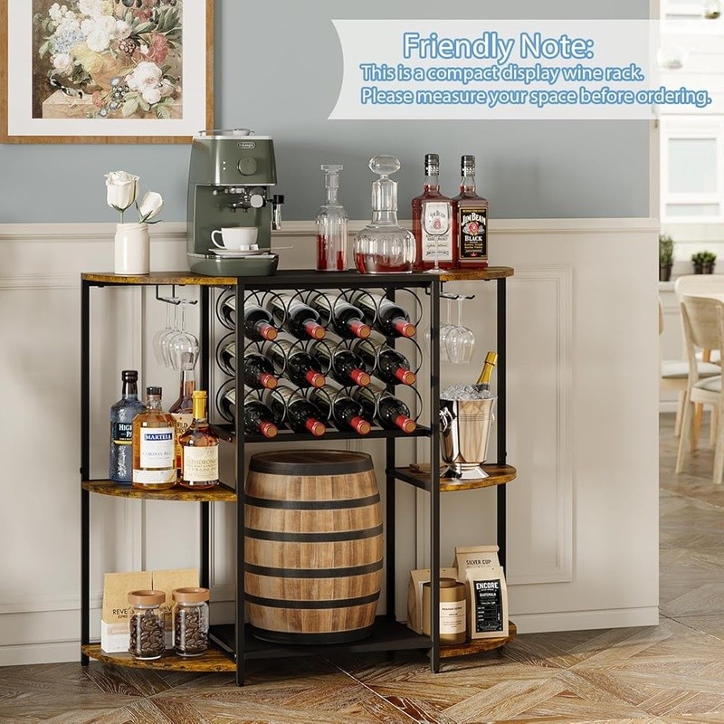 Smart LED Wine Bar Cabinet W/ Storage Glasses & Bottles Multi-Functional Decor