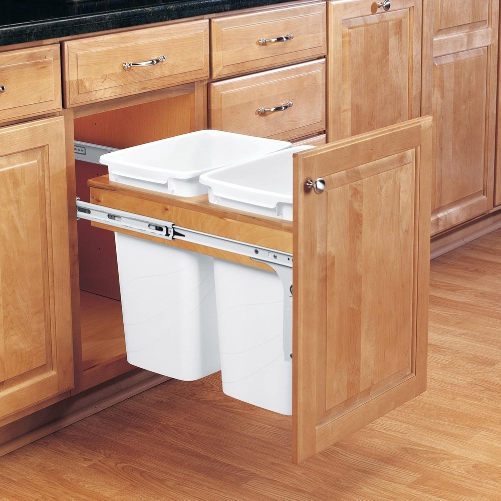 Rev-A-Shelf Top Mount Double Pullout Under Cabinet Trash Can, 35 Qt
