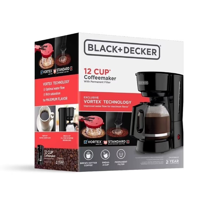 BLACK+DECKER 12 Cup Programmable Coffeemaker Auto Brew Sneak A Cup Feature 5 oz