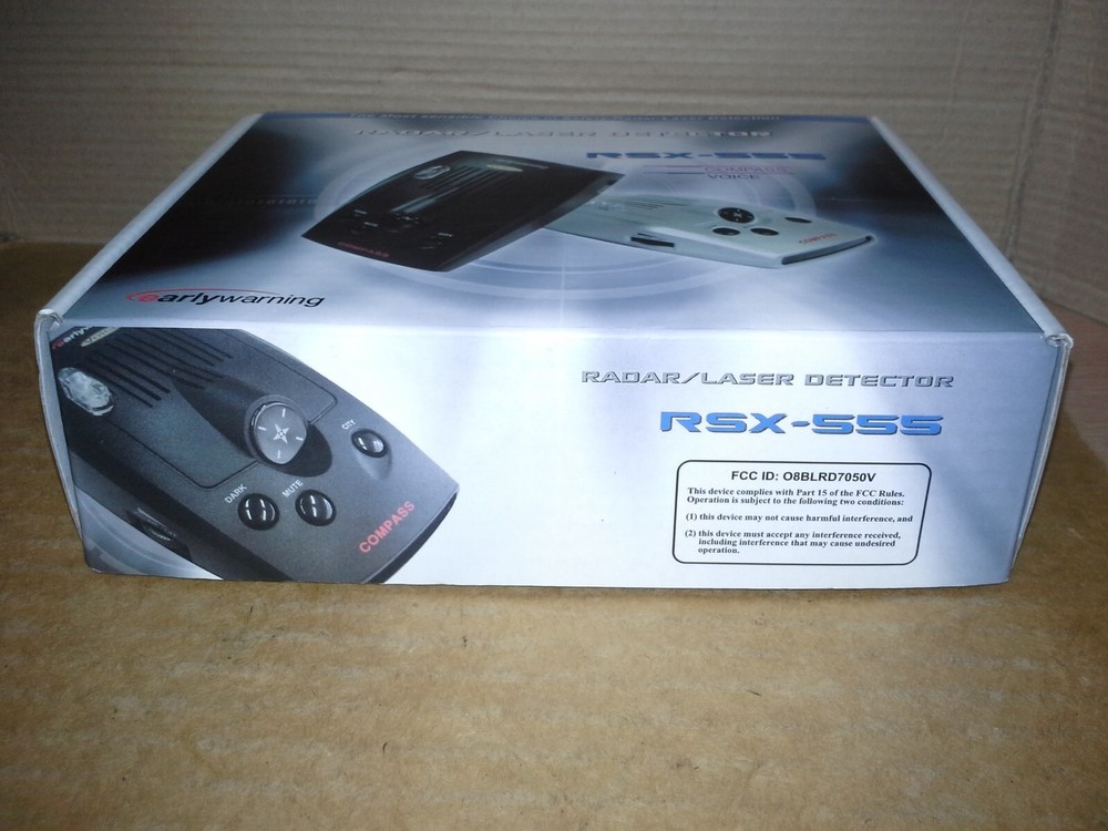 Early Warning RSX-555 Compass/Voice Radar /Laser Detector. open box