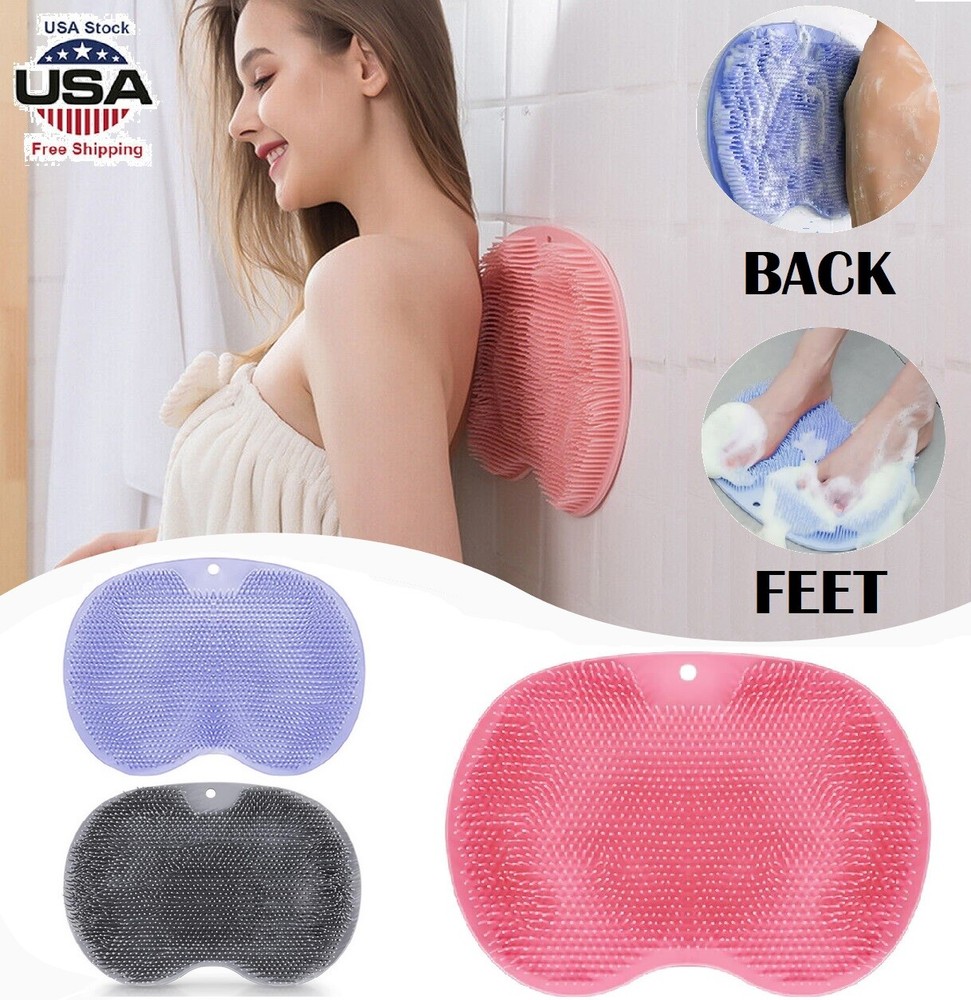 Shower Silicone Back & Foot Scrubber Wall Mounted Back Scrubber Bath Massage Pad