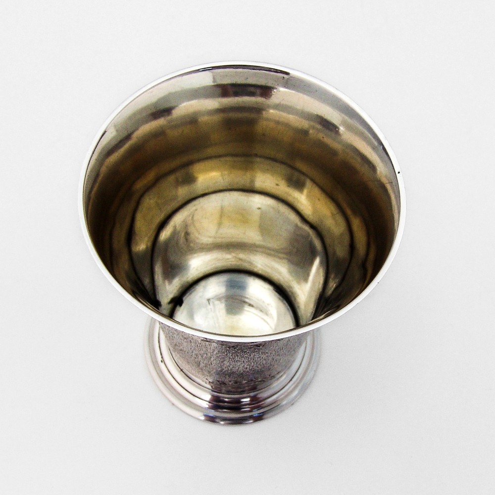 German Textured Footed Beaker Wilhelm Binder 800 Standard Silver