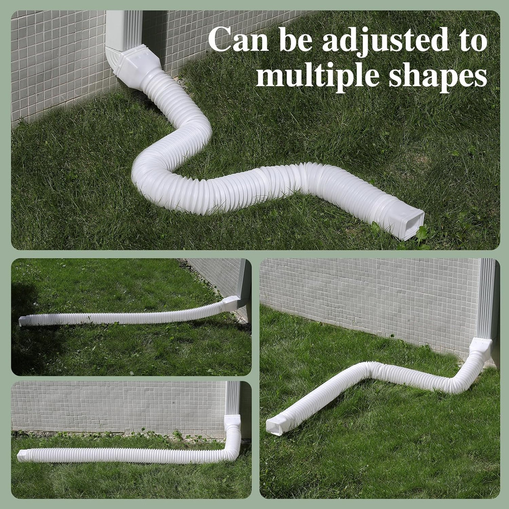 2 Pack Flexible Gutter Downspout Extensions Extendable from 21" to 67", Downs...