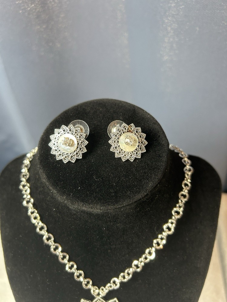 Silver-tone Necklace and Earring Set