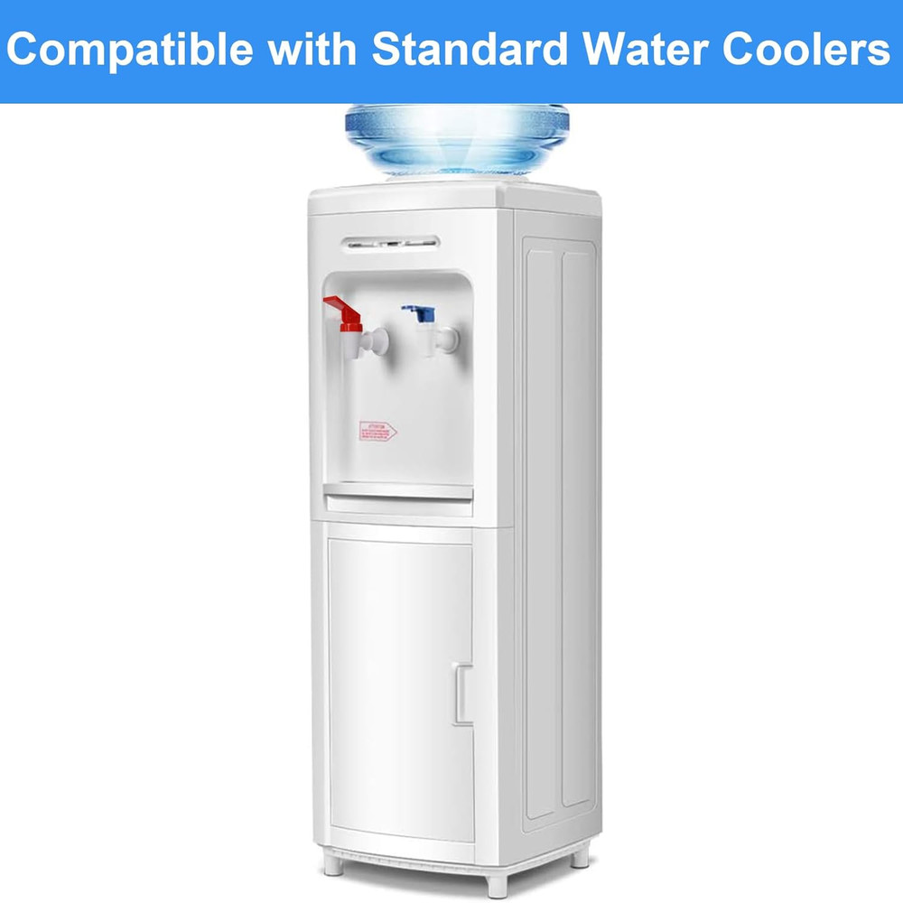 4 Pack Replacement Water Dispenser Faucets - 2 Red & 2 Blue Plastic Spigots, 3/8