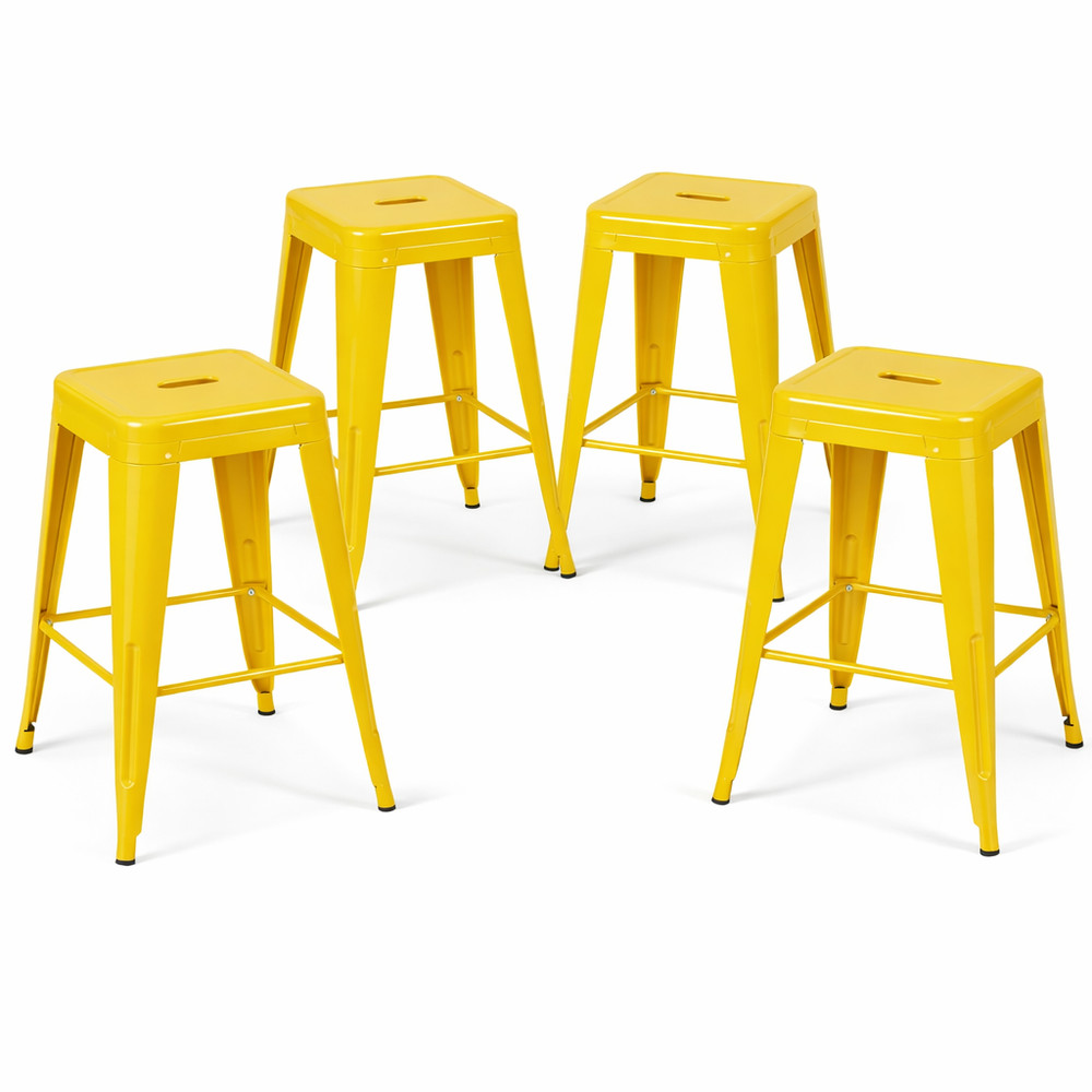 24 Inch Counter Height Stool, Backless Metal Bar Stools Set of 4, Non-Stackabl