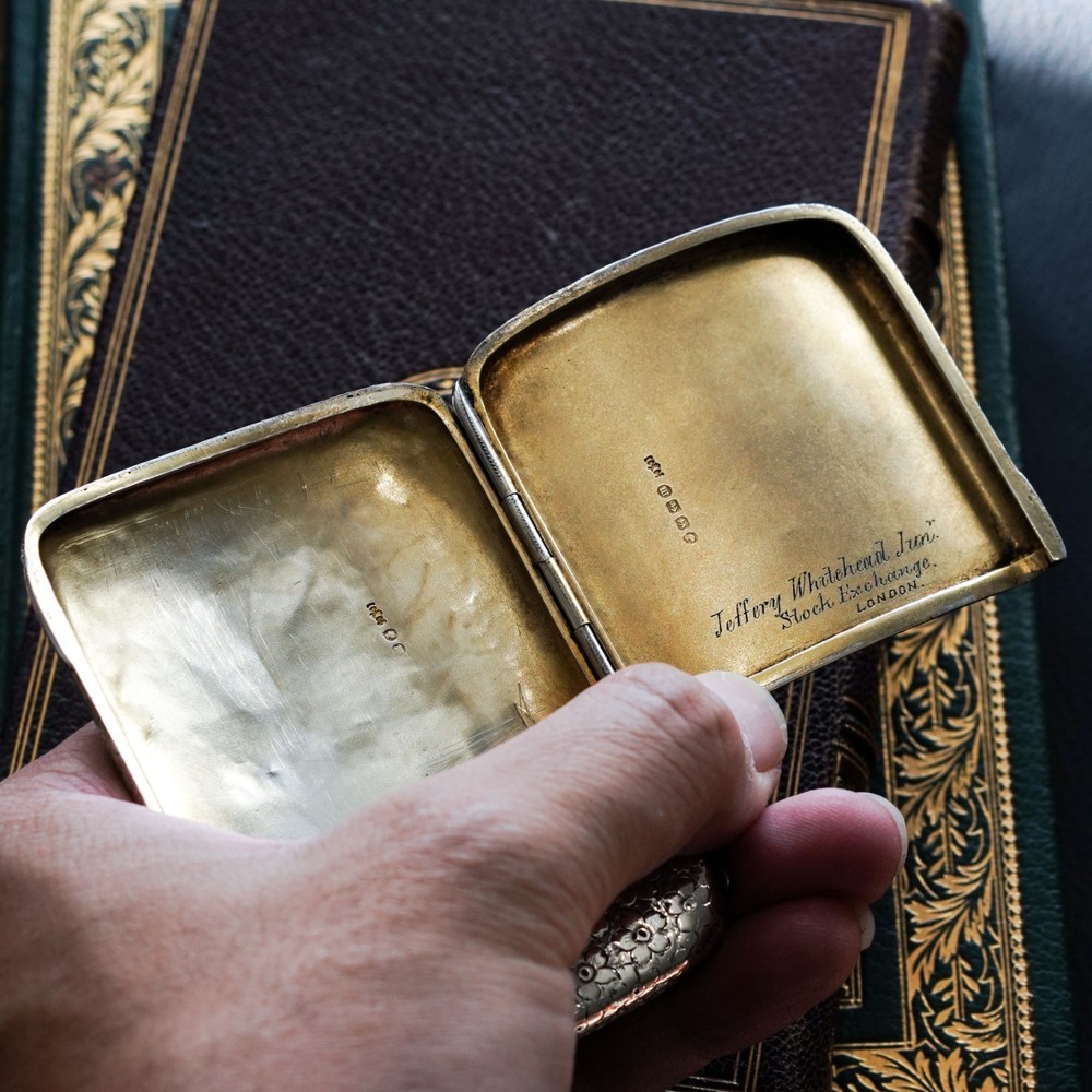 Antique Victorian Solid Silver Cigarette Case Unusual Opening Mechanism 1886