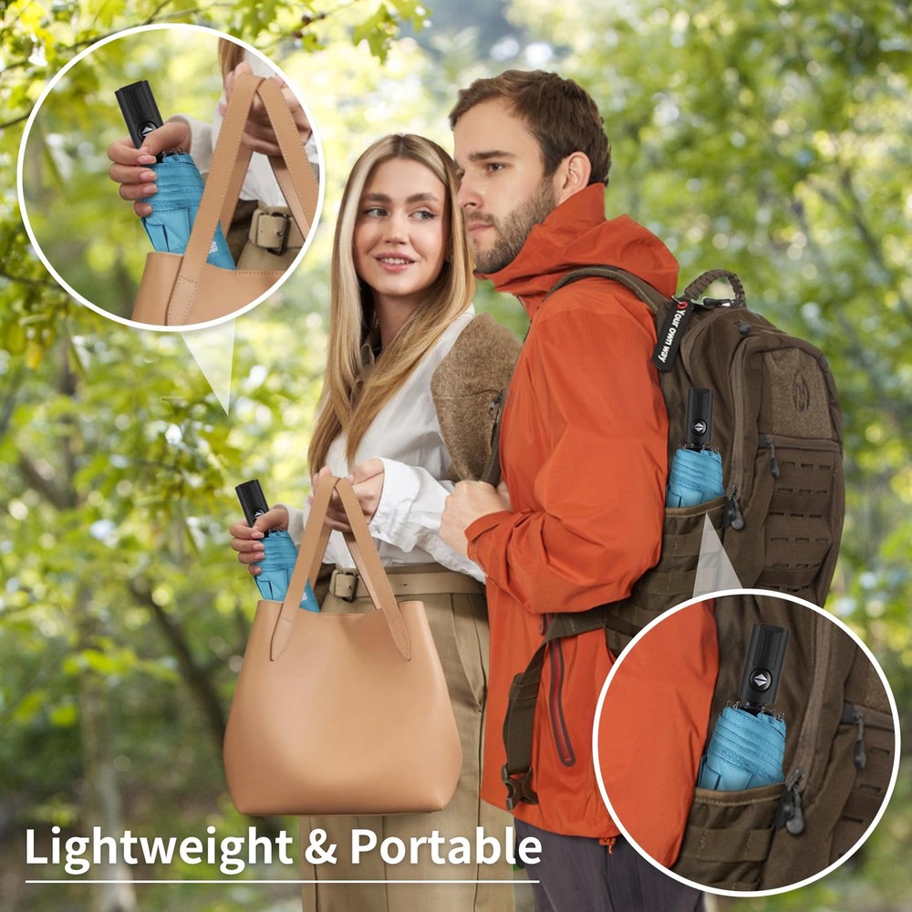 Seniny Travel Umbrella Auto Open Close Windproof Compact UV Protection