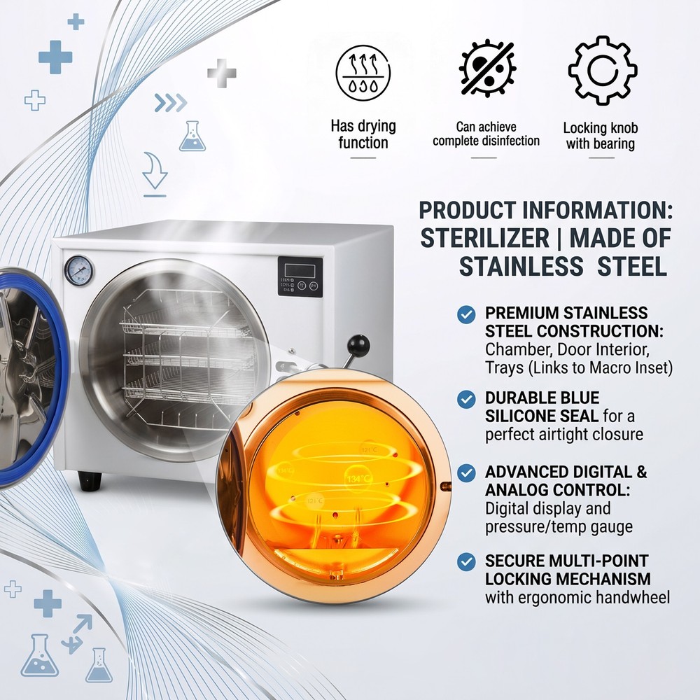 18L Autoclave Steam Sterilizer with Drying Function for Surgical Instruments