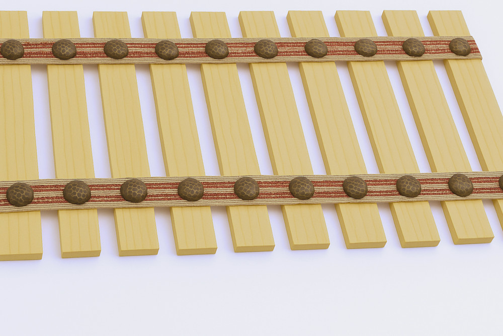 Rustic Western Full Bed Slats with Burlap Webbing & Decorative Tacks 2.5" Space